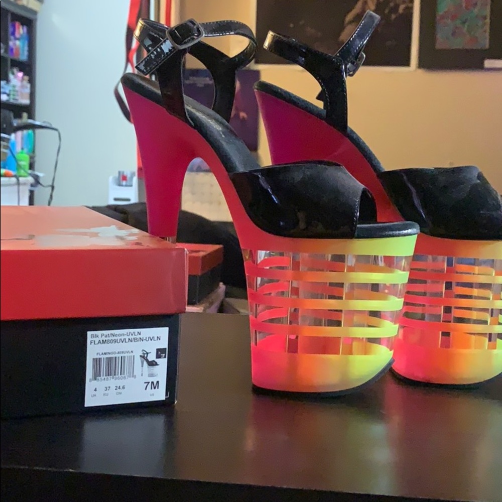 Pleaser Flamingo UV Neon Heels
